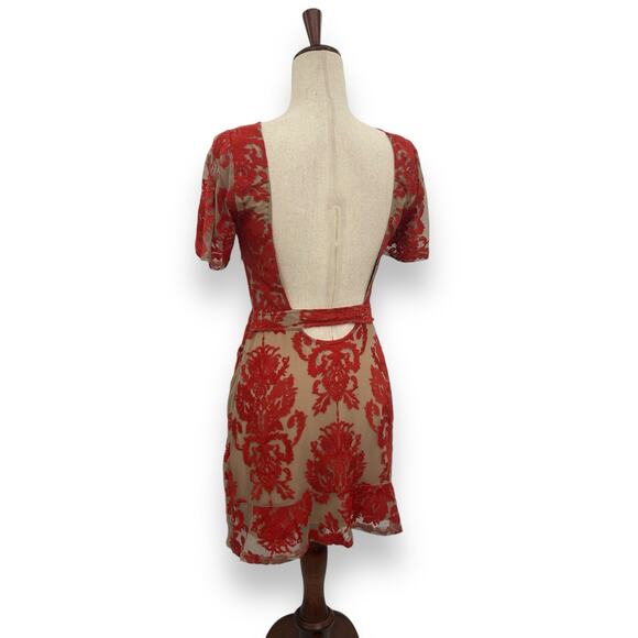 For Love And Lemons Red and Cream Mini Dress - Picture 10 of 14